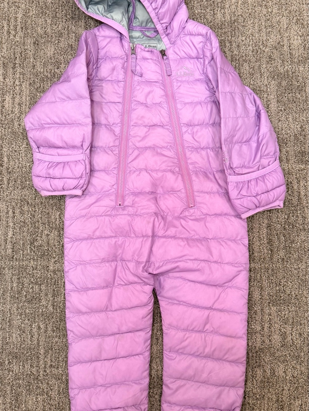 L.L.Bean Infants Ultralight 650 Down Bunting Snowsuit Purple 12-18M